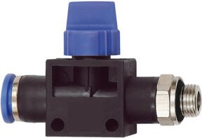 Riegler 3/2-Wegeventil Blaue Serie mit Steckanschluss, G 1/4 AußenGewinde, Durchmesser 8 mm, Blau - Bild 1