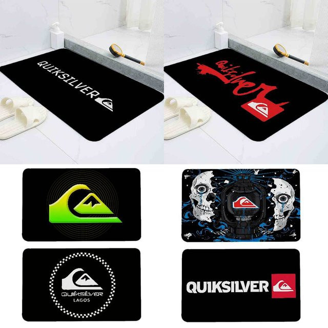 Rastar Quiksilver Logo-Bodenmatte in Schwarz, rechteckige Flanell-Fußmatte für Badezimmer und Wohnzimmer - Bild 1