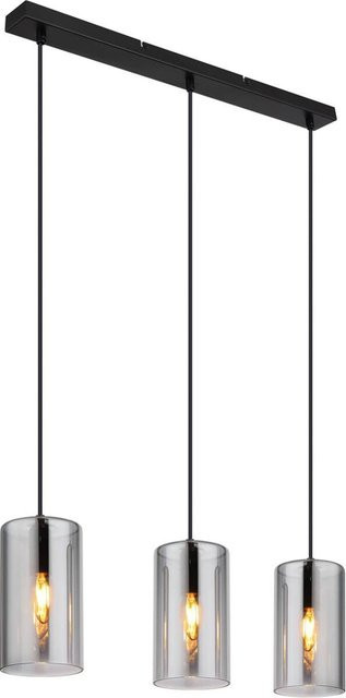 Globo Lighting Pendelleuchte Olly 3-flammig in Schwarz aus Metall und Glas mit transparenten Schirmen, B/T/H: 11 x 63 x 120 cm, E14 - Bild 1
