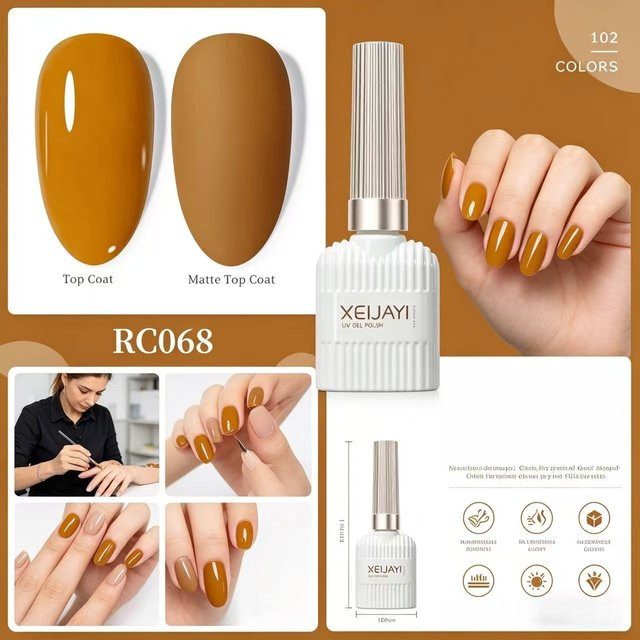 XEIJAYI UV-Gel Nagellack, Karamellbraun, Glänzend, Damen - Bild 1