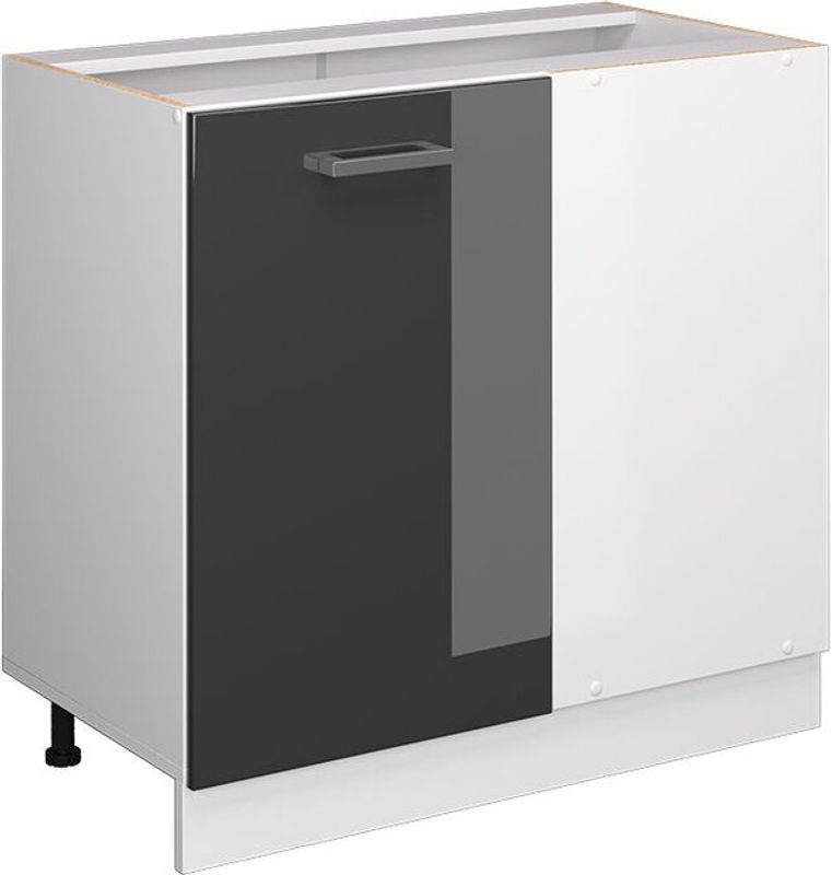 Vicco Eckunterschrank R-Line in Anthrazit und Weiß Hochglanz, Breite: 86 cm - Bild 2