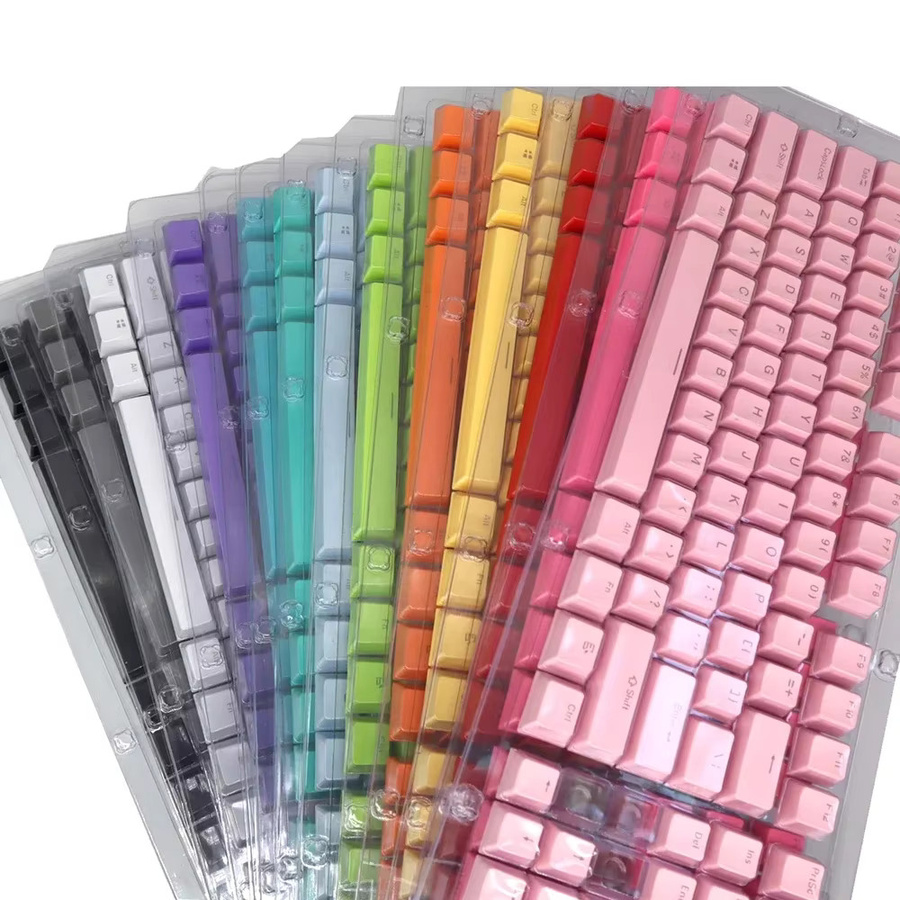 Oeny 104 Stück Double-Shot Keycap Set für mechanische Tastaturen, OEM Profil, transluzent, Schwarz/Multicolor, ABS Material - Bild 2
