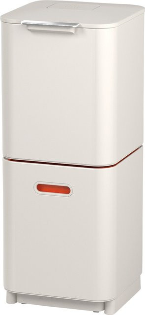 Intelligent Waste Totem Compact Abfalltrennungs- und Recyclingbehälter mit Fach und Schublade, 48 l, Edelstahl, weißgrau - Bild 1