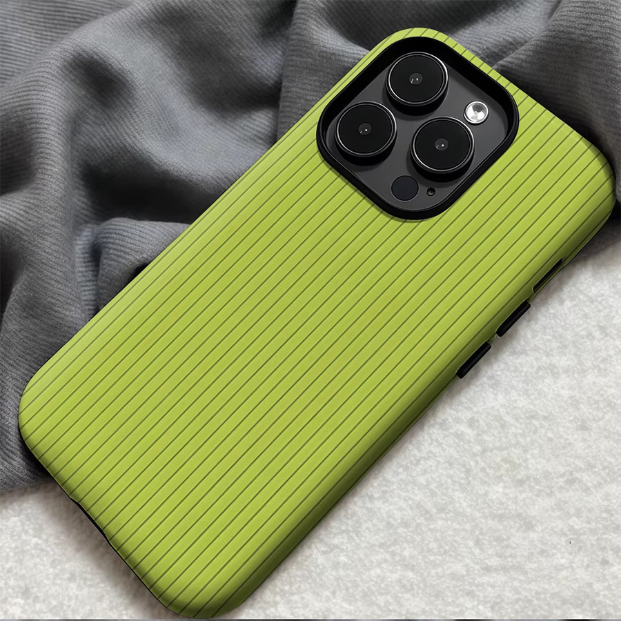 Magnetische Doppelschicht-Handyhülle mit hellgrünen vertikalen Streifen für iPhone 17 16 15 14 Pro Max Plus - Bild 3