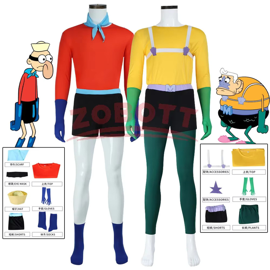 HHYRCOS Spongebob Meerjungmann-Cosplay-Kostüm, Barnacle-Outfit-Set, Unisex - Bild 2