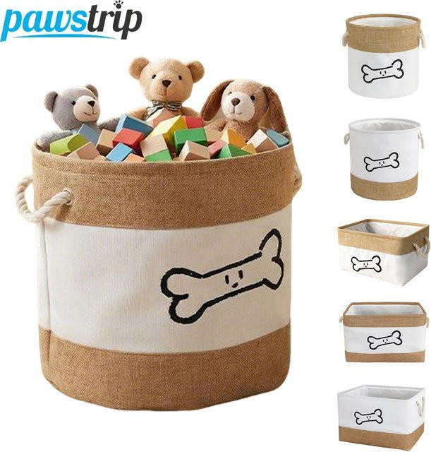 Pawstrip Haustier-Spielzeugkorb als faltbare Aufbewahrungsbox für Katzen- und Hundezubehör mit Griff, Durchmesser: 29 cm - Bild 1