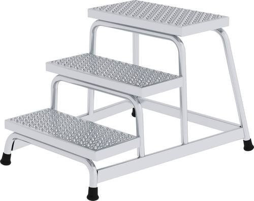 MUNK Günzburger Steigtechnik Arbeitspodest aus Aluminium mit 3 Stufen, Farbe Silber, Trittfläche: 55 x 30 cm, max. Arbeitshöhe: 2,6 m, max. Traglast: 150 kg - Bild 1