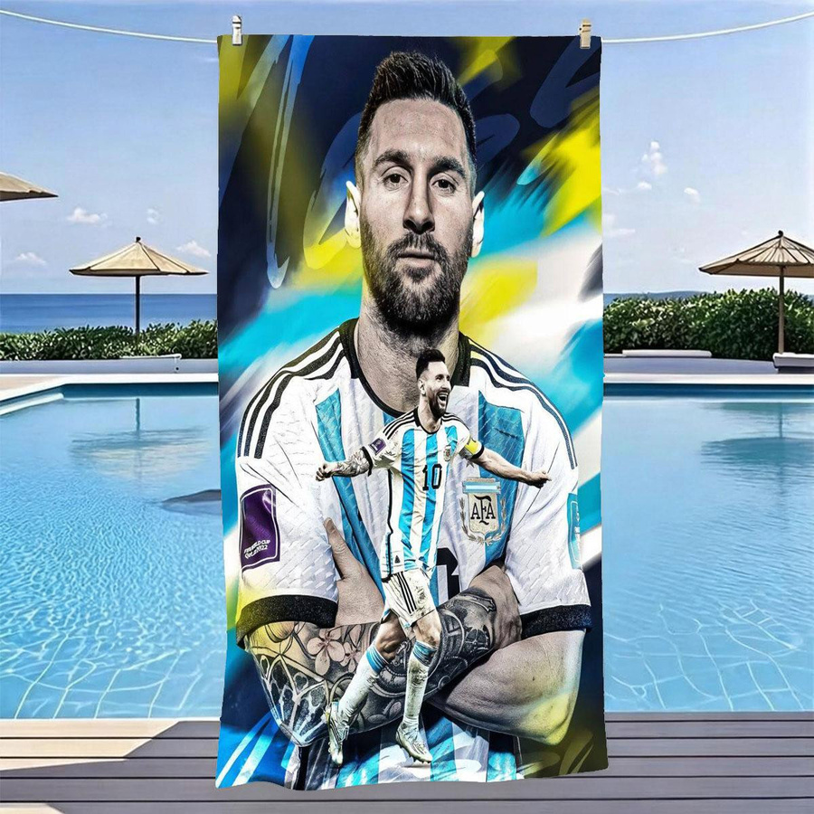 JINGYUE Pet M-Messi Strandtuch, weich und schnell trocknend, Multicolor, B x H: 80 x 160 cm - Bild 5