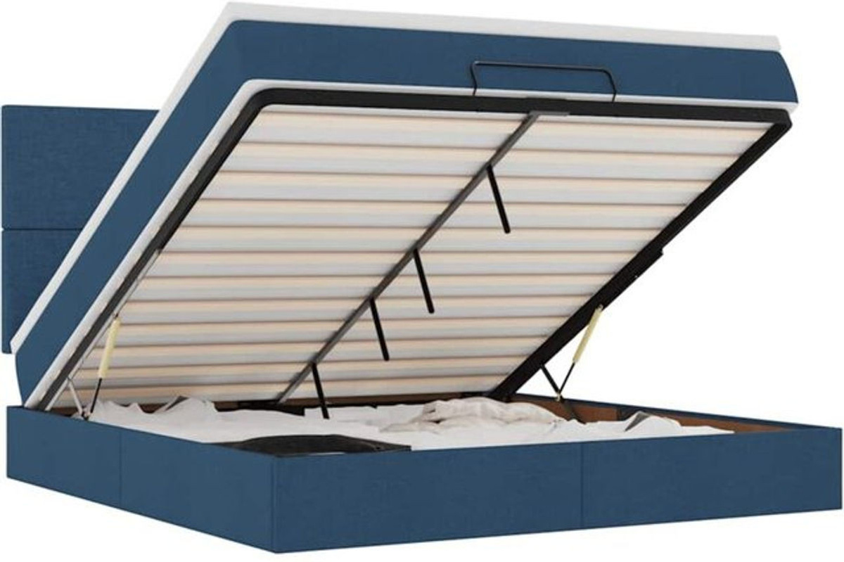 vidaxl Ottoman Polsterbett mit Matratze und LED-Beleuchtung in Blau, B/T/H: 180 x 200 x 128 cm - Bild 1
