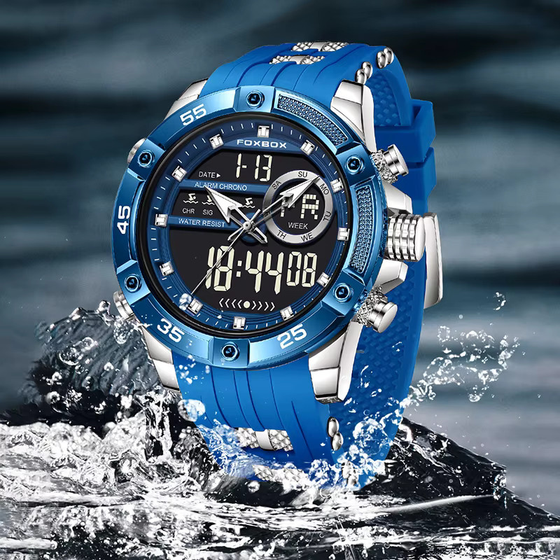 FOXBOX Digitaluhr, Silikonarmband, Schwarz, Herren - Bild 5