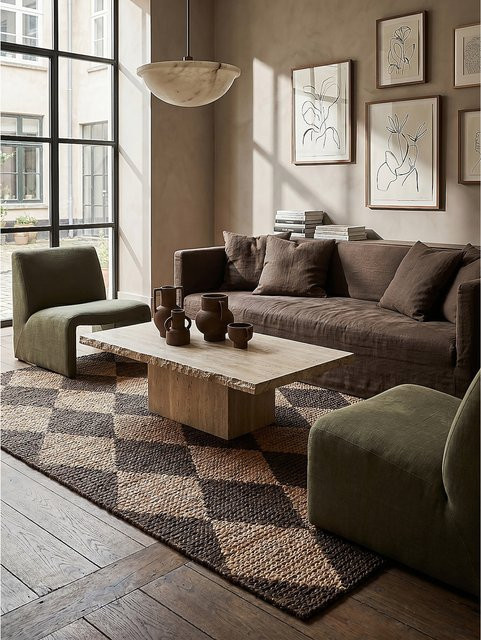 Jute-Teppich Kadima Design Rauten in Braun aus Jute und Baumwolle B/T: 160 x 230 cm - Bild 1