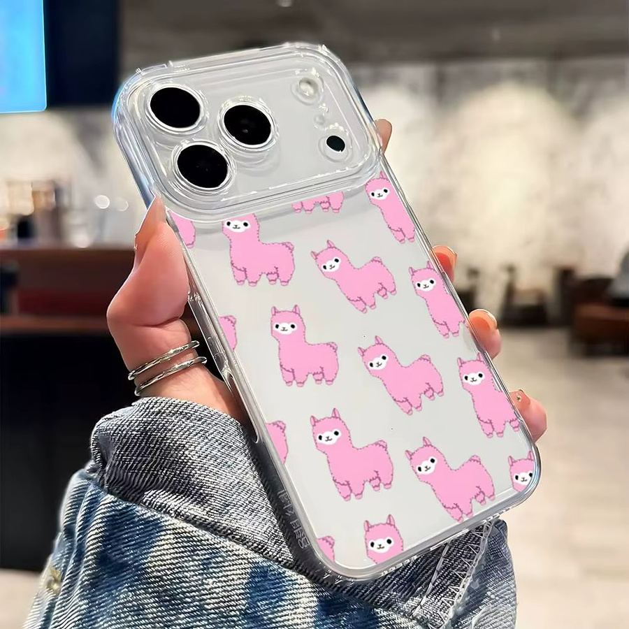 Niedrige Silikonhülle mit Kawaii Lama Alpaka Cartoon Design für dein Apple iPhone 11 bis iPhone 17 Pro Max Plus Mini - Bild 3