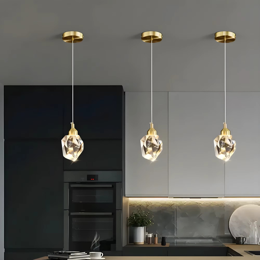 IRALAN Nordic Kristall Deckenleuchte Modern LED Kronleuchter in Gold/Messing mit warmweißem Licht für Wohnzimmer, Treppenhaus und Flur - Bild 2
