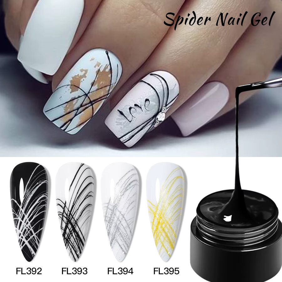 Four Lily Spider Nail Gel Polish, Schwarz Weiß, Glänzend - Bild 3