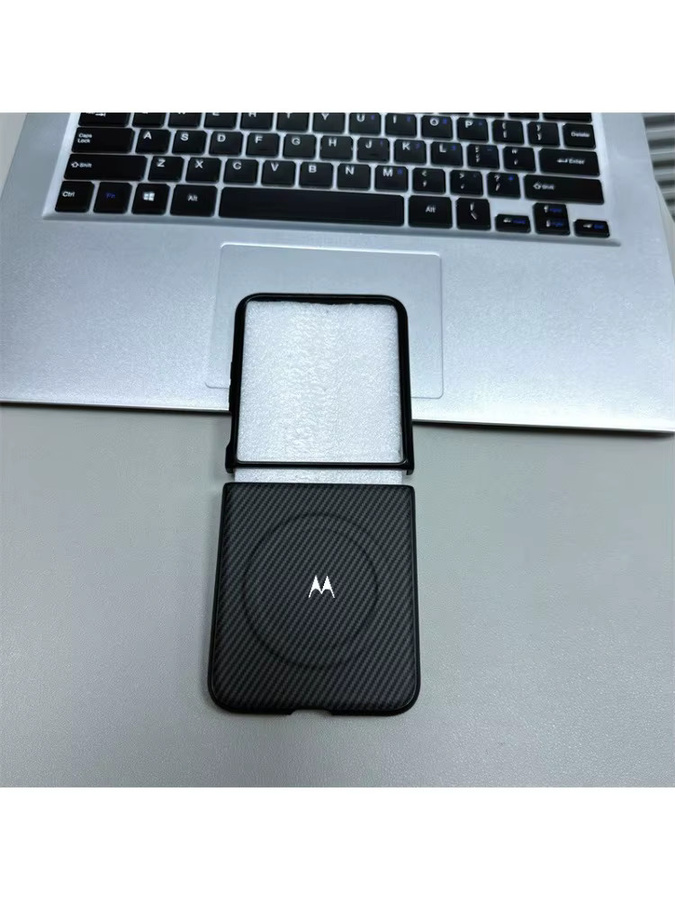 Magnetische Business Luxus Flip-Hülle mit Carbonfaser-Muster für Motorola Razr in Schwarz - Bild 3