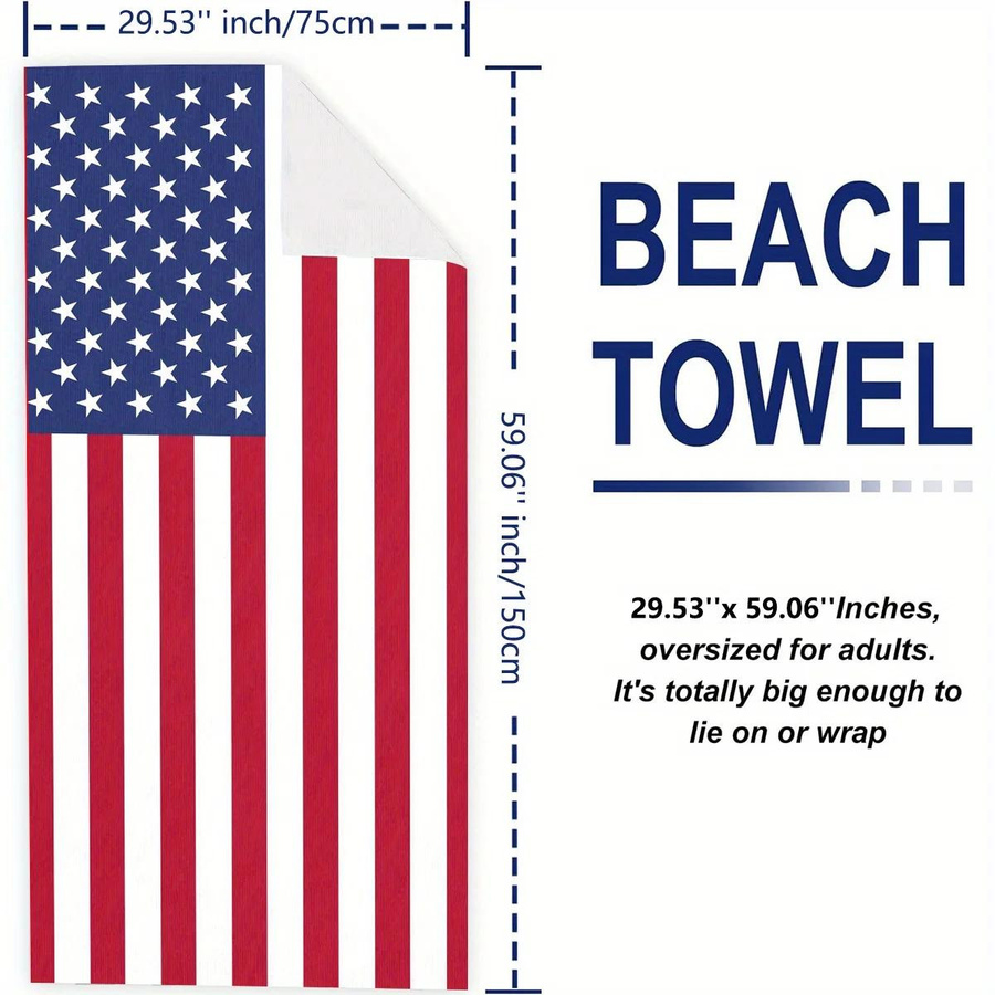 Schnell trocknendes Strandtuch mit amerikanischem Flaggenmuster von JMG Household Supplies, Multicolour, B/H: 50 x 100 cm - Bild 5