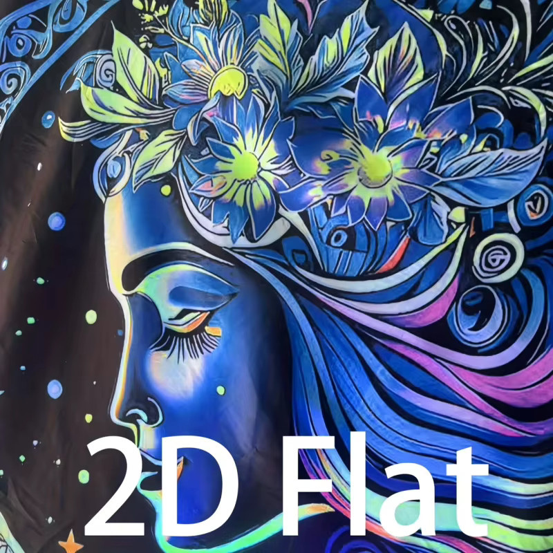 VIKAMA Wandteppich Mondgott-Blume mit psychedelischer Kunst in Multicolour, abstrakte Blumen- und Mond-Dekoration für dein Schlafzimmer oder Party-Hintergrund, B/H: 40 x 40 cm - Bild 3