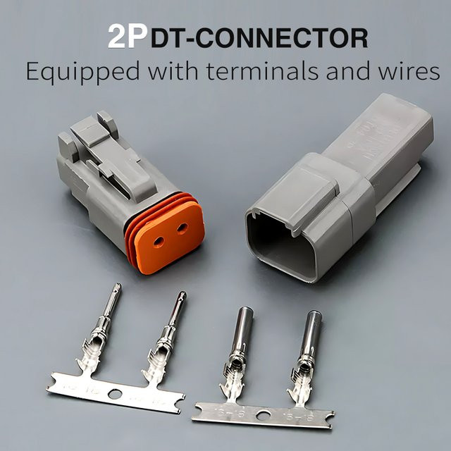 DT04-2P DT06-2S Wasserdichte DT Stecker Set 2-polig grau, männlich und weiblich, verschließbar - Bild 1