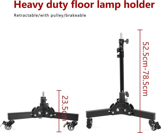 Verstellbares 2-teiliges Stativständer-Set in Schwarz mit Radstand und universellen 1/4 Zoll sowie 3/8 Zoll Schnittstellen für Videolichter mit 50 kg Tragfähigkeit - Bild 1
