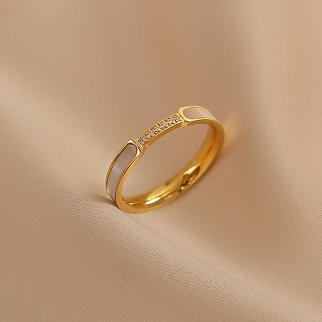ANENJERY Ring, Edelstahl, Gold, Zirkonia, Damen - Bild 1