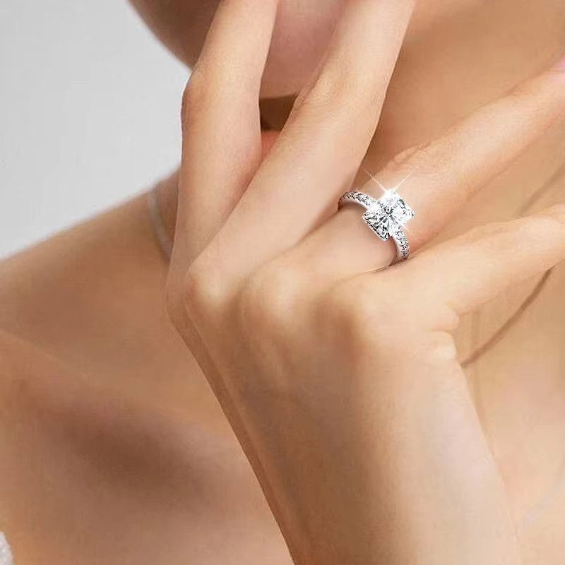 BXINY Ring, 925 Silber, Moissanit, Damen - Bild 3