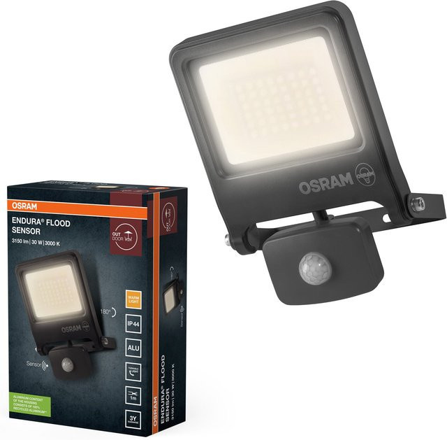 OSRAM Endura Flood Sensor LED-Außenstrahler mit Bewegungsmelder und Dämmerungssensor, 30 W, 3000 Lumen, Dunkelgrau - Bild 3