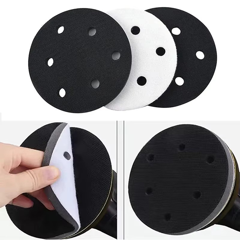 6-Loch Soft Interface Pad Klettverschluss Schleifscheibe Puffer Schwamm für Exzenterschleifer Durchmesser: 125 mm - Bild 4