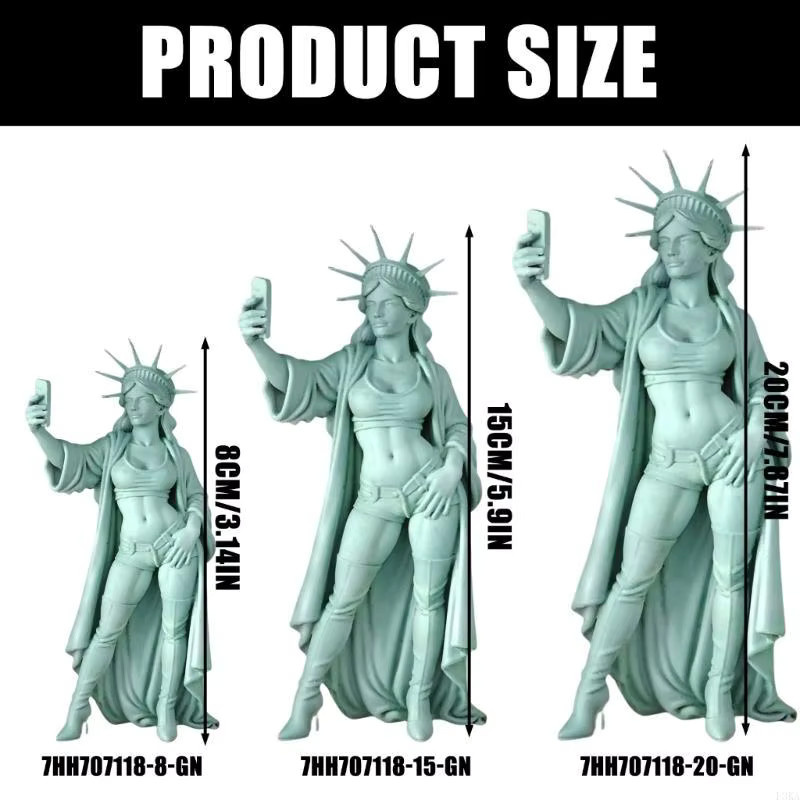 ADUWRSE Liberties-Statue als lustige Selfie-Figur in Grün, künstlerische Miniatur-Tischdekoration aus Kunststoff, Höhe: 8,0 cm, Breite: 8,0 cm, Tiefe: 8,0 cm - Bild 4