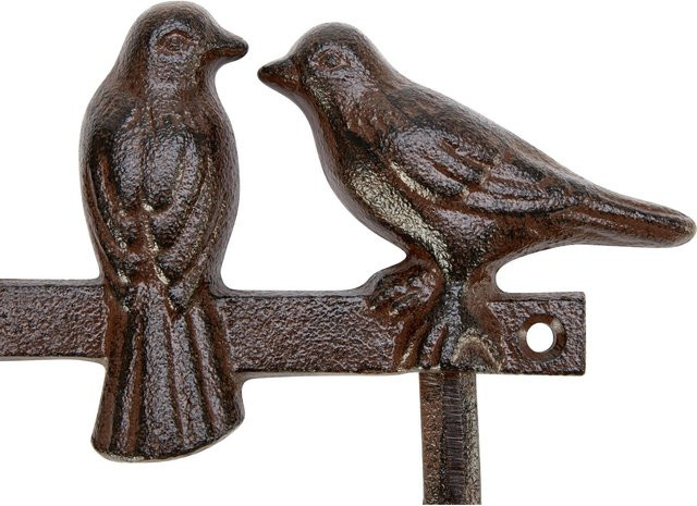 Wandhaken Vögel aus Eisen in Rostrot, B/T/H: 13 x 27 x 4 cm - Bild 1
