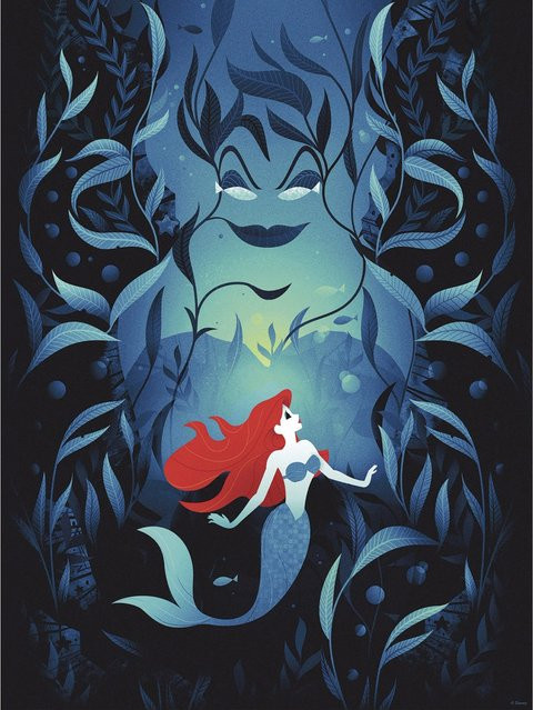 Komar Disney Wandbild Ariel und Ursula in Blau, B: 30 cm, H: 40 cm - Bild 1