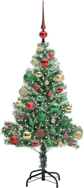 vidaXL Künstlicher Weihnachtsbaum Beschnit mit LED Licht, Grün-Weiß, Höhe: 120 cm - Bild 1