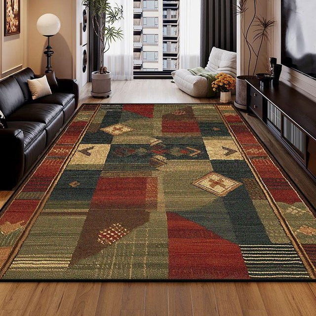 JGJG Retro-Teppich mit geometrischem Design, rutschfest und waschbar, mehrfarbig, B/T: 90 x 60 cm - Bild 1