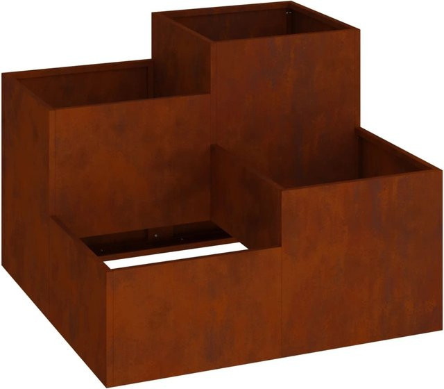 vidaXL Gartenblumentopf aus wetterfestem Stahl in Rost-Optik, B/T/H: 100 x 100 x 60 cm - Bild 1