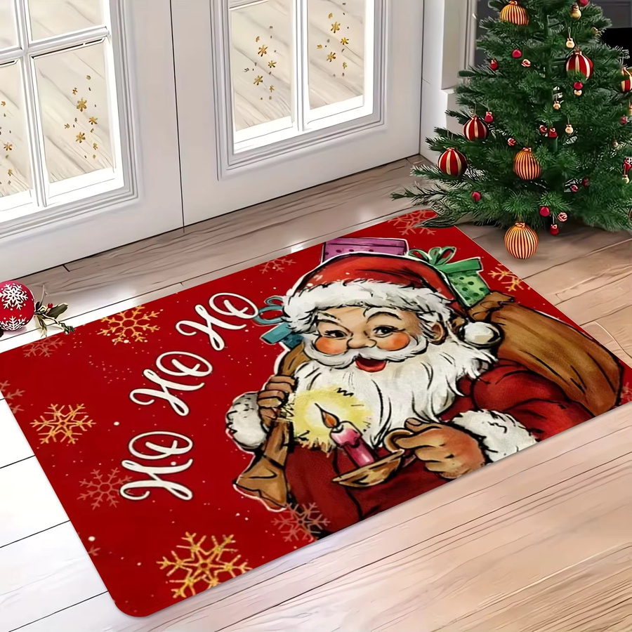 VIKAMA Weihnachtsmann Teppich mit Grafikdruck, rutschfeste Bodenmatte aus Polyester für Wohnzimmer, Kinderzimmer oder Flur, B/T: 60 x 40 cm - Bild 4