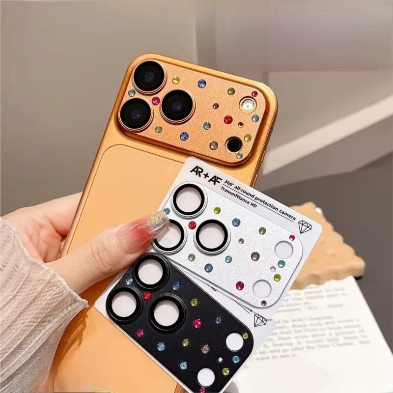 Glitzer Strass Metall Kameralinsenschutz für Apple iPhone 17 Pro Max und iPhone 17 Pro in Transparent - Bild 2