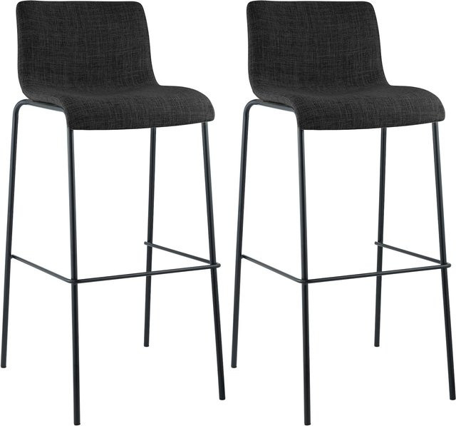 CLP Barhocker 2er Set Hover mit Lehnen, stapelbare Barstühle aus Stoff und Metall in Schwarz, Belastbarkeit bis 150 kg - Bild 1