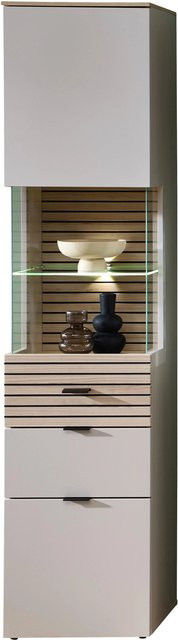 Premium Living Vitrine Memphis in Eichefarben und Kaschmir mit Soft-Close-Türen und Glas, B/T/H: 200 x 45 x 36 cm - Bild 1
