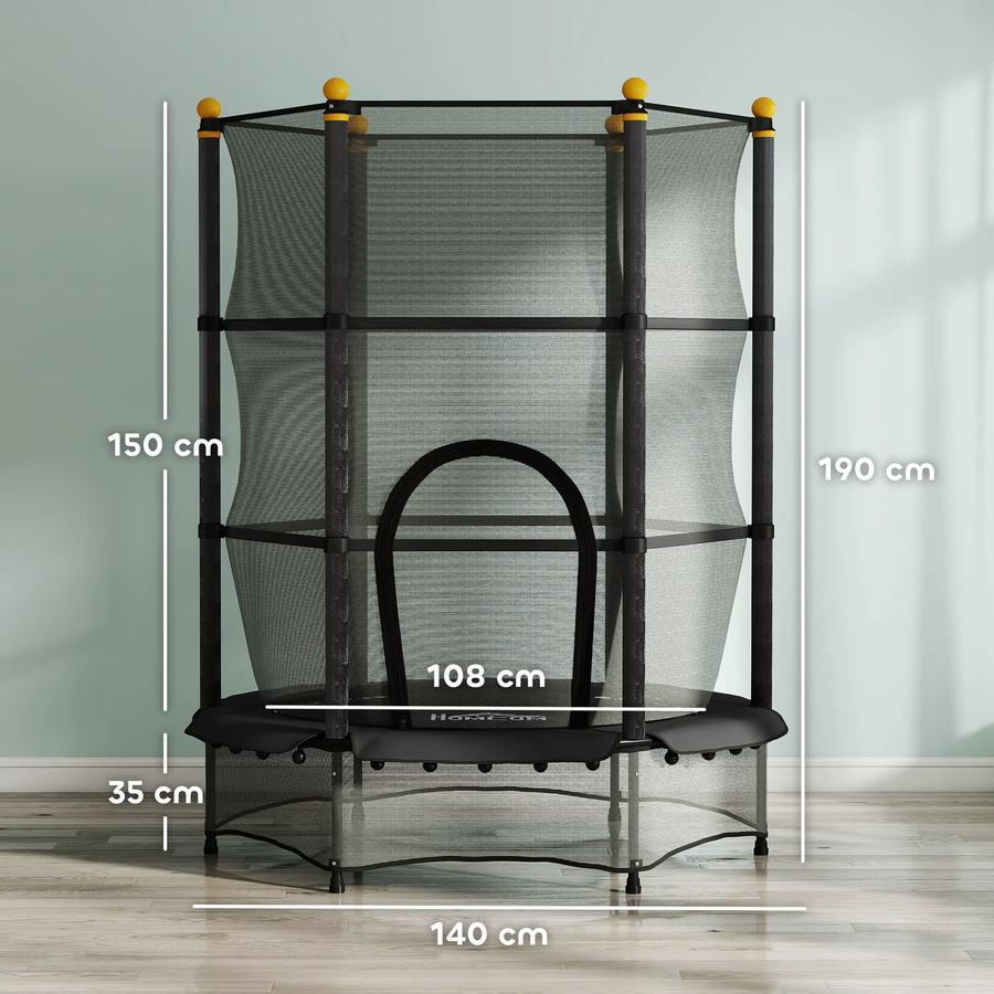 HOMCOM Kinder Trampolin Schwarz B: 140 cm, T: 140 cm, H: 190 cm - Bild 4