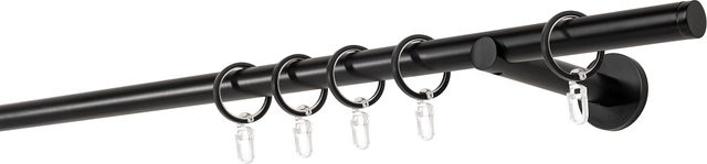 ONDECO Wandträger Set für 1-läufiges Rohr in Schwarz, Länge: 330 cm, Durchmesser: 20 mm, Wandabstand: 12 cm mit passendem Endstück - Bild 1
