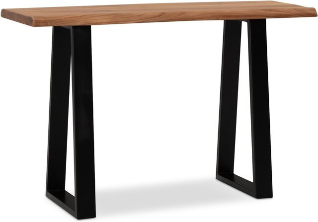 Schreibtisch aus Massivholz Akazie mit Live-Edge Design in Braun von KADIMA DESIGN, B/T/H: 118 x 41 x 76 cm - Bild 1