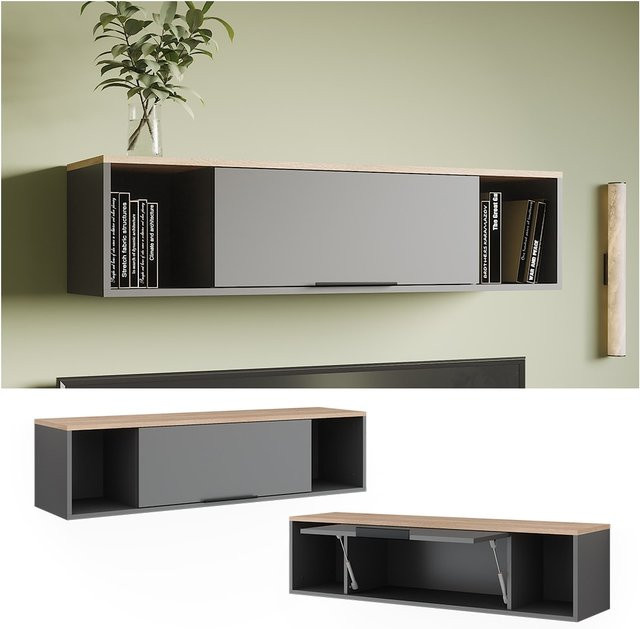 Vicco Wandregal Betti in Anthrazit Sonoma, Breite: 120 cm, Tiefe: 30 cm - Bild 1
