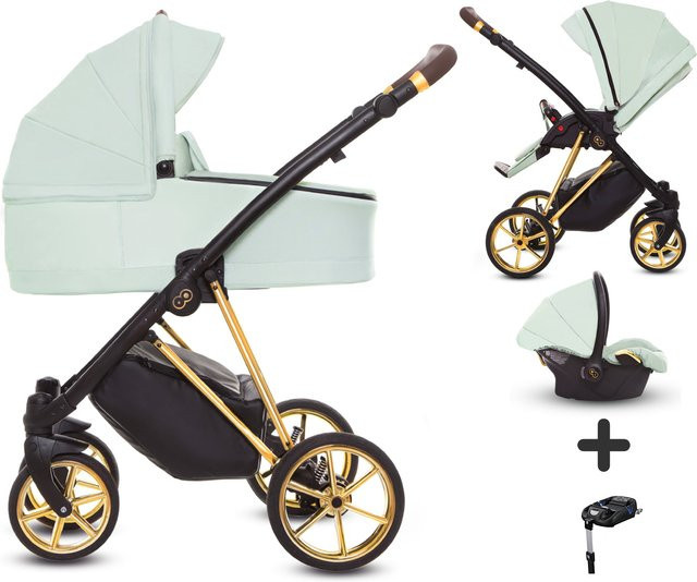 TPFLiving 4in1 Kinderwagen Ultra Stoff in Mint mit Goldgestell - Bild 1