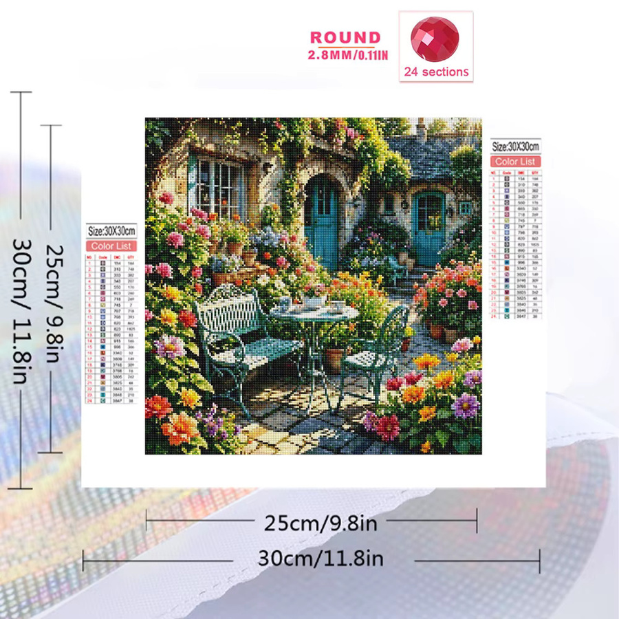 EverShine Diamant-Mosaik DIY Set Haus-Landschaft mit runden Steinen in Multicolour, Breite: 20 cm, Tiefe: 20 cm, Höhe: 20 cm - Bild 2