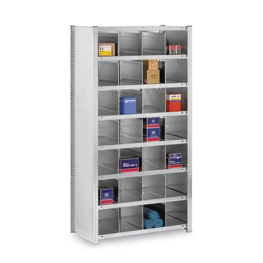 PROREGAL Kleinteileregale Stecksystem T-Profil Grundregal, Verzinkt, H x B x T: 200 x 100 x 40 cm, 7 Ebenen mit 28 Fächern, Fachlast 200 kg - Bild 2