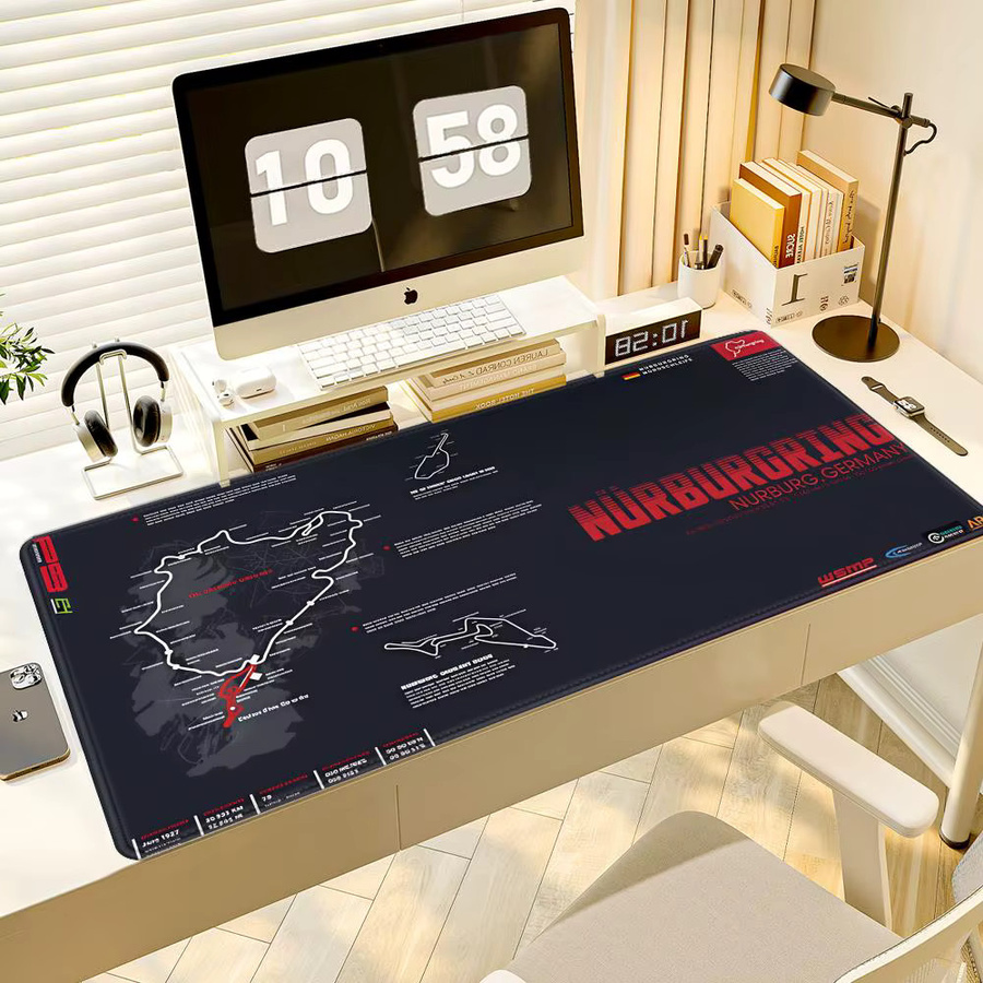 HYBXAXC Nürburgring Nordschleife Leder-Mauspad in Schwarz, rutschfeste Gaming-Tischmatte für Computer und Tastatur - Bild 3