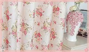 ZJBYZHOUSEHOLD Blumenvorhang im amerikanischen Landhausstil mit floralem Jacquard-Muster, semi-transparent, 1 Stück - Bild 1