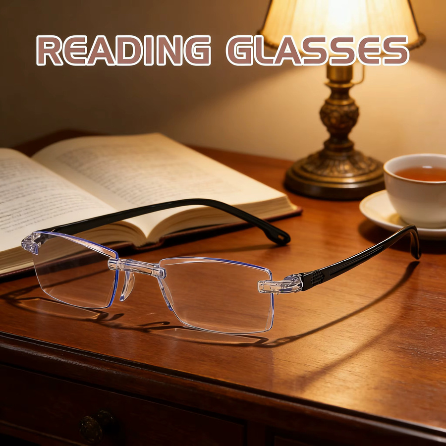 WEIPO Lesebrille, randlos, rechteckig, Metall, Herren - Bild 5