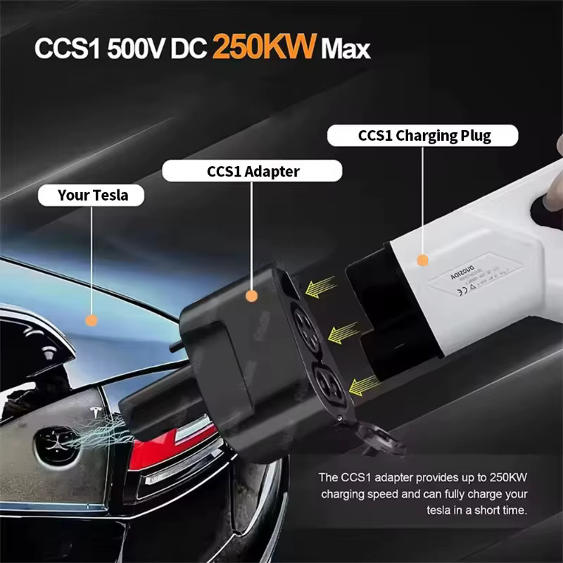 ZHUOHE Adapter CCS1 auf NACS für Elektrofahrzeuge, DC-Unterstützung für das Laden zu Hause und an öffentlichen Hochleistungs-Ladestationen, Schwarz - Bild 6