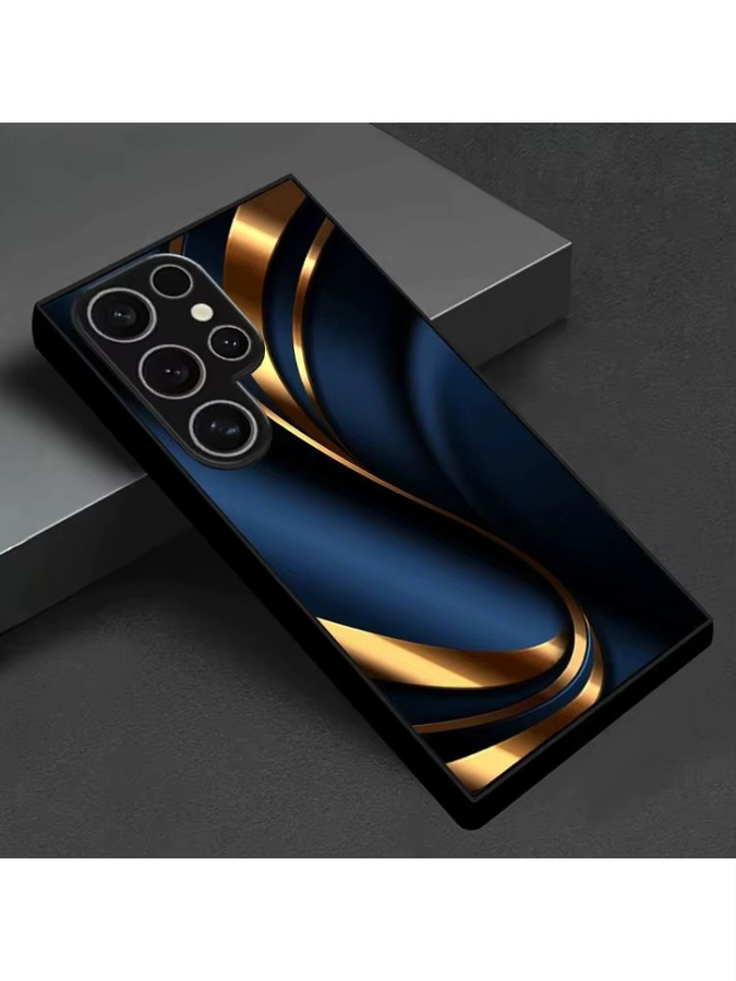 Mairuige Glas-Handyhülle mit Goldband und dunkelblauem Musterdesign für Samsung Galaxy S25, S24, S24 Plus, A36, A55 und A54 - Bild 4
