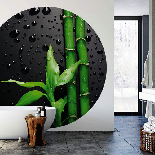 K&L Wall Art Vliestapete Runde Vliestapete mit Bambus Wellness Feng Shui Design in Mehrfarbig und Matt - Bild 2